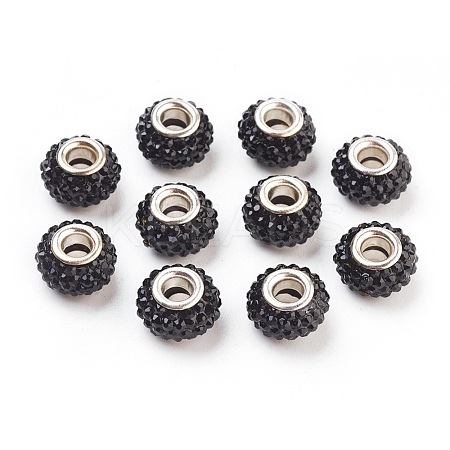 Resin Jet Grade A Rhinestone European Beads X-CPDL-H001-12x9mm-6-1