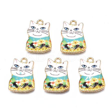 Rack Plating Alloy Enamel Pendants X-ENAM-T011-144A-1
