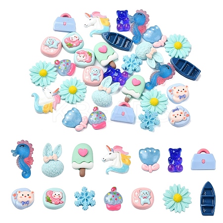 30Pcs 14 Styles Resin Decoden Cabochons CRES-YW0002-17-1
