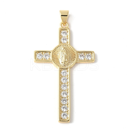 Brass Micro Pave Cubic Zirconia Cross Pendants ZIRC-I071-04G-01-1
