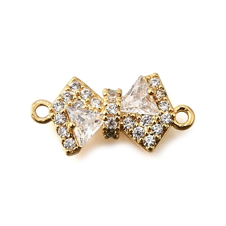 Brass Clear Cubic Zirconia Connector Charms KK-U065-04A-G-1