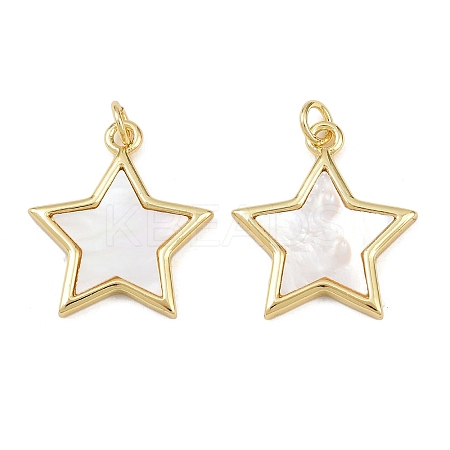 Natural Shell Star Pendants KK-L251-43G-01-1