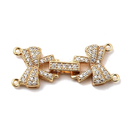 Brass Micro Pave Clear Cubic Zirconia Fold Over Clasps KK-C075-29G-1