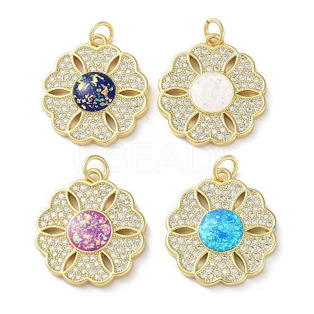 Brass Micro Pave Clear Cubic Zirconia Pendants KK-C045-32G-1