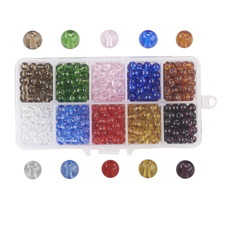 10 Colors Transparent Glass Beads GLAA-JP0001-14-6mm-1