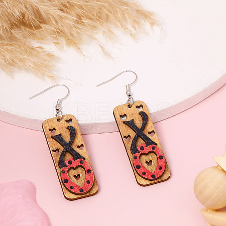 Valentine's Day Wood Dangle Earrings FS-WGB34A3-14-1