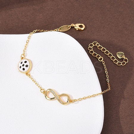 Sports Brass Micro Pave Cubic Zirconia Infinity Link Bracelets LS-BJEW-D386-01E-G-1