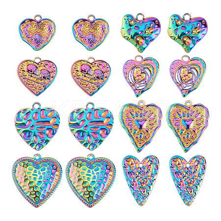 16Pcs 8 Styles 304 & 201 Stainless Steel Pendants STAS-GA0001-56-1