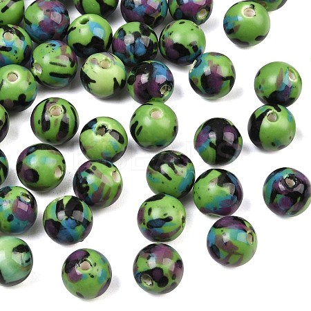 Glazed Porcelain Beads PORC-Q167-12mm-06-1