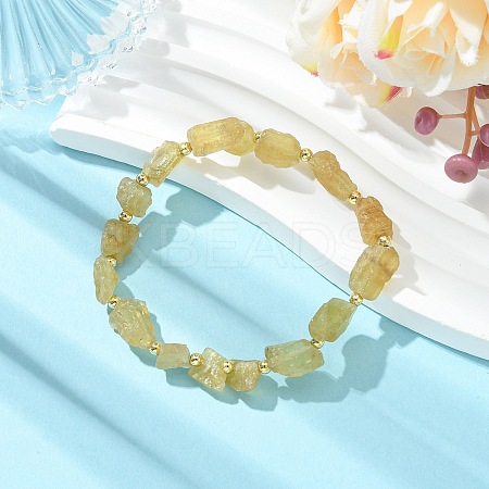 Raw Rough Natural Yellow Apatite Beaded Stretch Bracelets for Women BJEW-JB14431-1