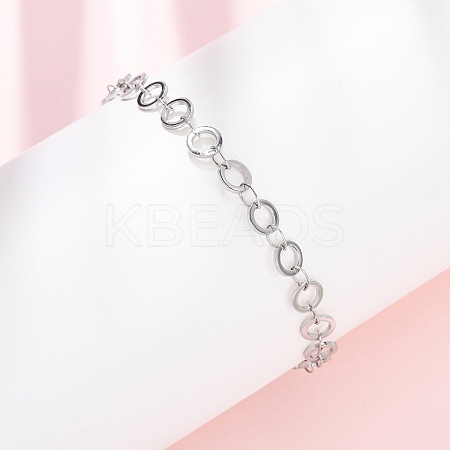 304 Stainless Steel Ring Link Chain Bracelets BJEW-P373-02A-P-1