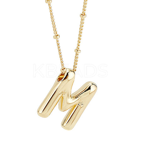 1pc Brass Chain with Alloy Letter Pendants Necklaces NJEW-LP0001-41M-G-1