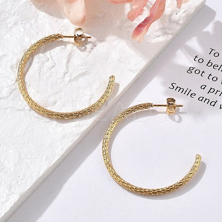 304 Stainless Steel Twist C-Shaped Stud Earrings EJEW-R017-03G-04-1