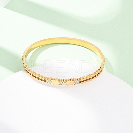 304 Stainless Steel Micro Pave Cubic Zirconia Hinged Bangles for Women BJEW-Z146-03G-1