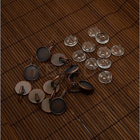 Clear Domed Glass Cabochon Cover and Brass Leverback Earring Settings for DIY DIY-X0160-R-NR-1