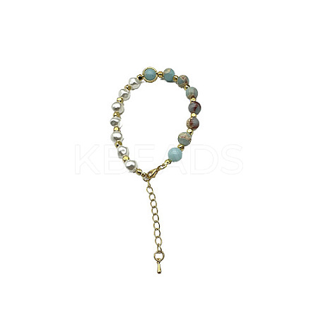 Natural Shoushan Stone Round Beaded Bracelet NC1314-15-1