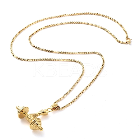 PVD Vacuum Plating 304 Stainless Steel Dumbbell Pendant Necklaces NJEW-Z023-01G-1