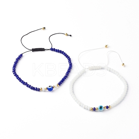 Adjustable Nylon Thread Braided Bead Bracelets Set BJEW-JB06440-1