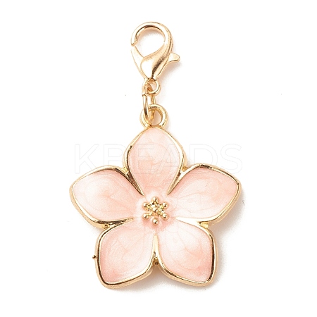 Alloy Enamel Flower Pendant Decorations HJEW-JM00657-03-1