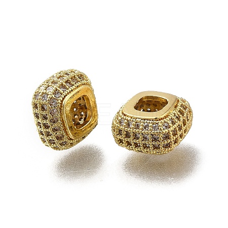 Brass Micro Pave Clear Cubic Zirconia European Beads LS-ZIRC-I070-063G-1