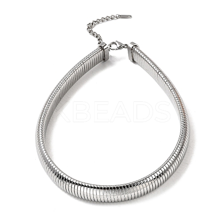 Non-Tarnish 304 Stainless Steel Flat Snake Chain Necklaces for Women NJEW-U049-01P-01-1