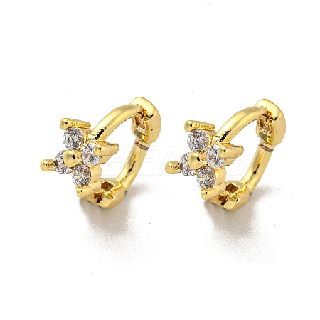 Brass Micro Pave Cubic Zirconia Hoop Earring EJEW-C088-01I-G-1