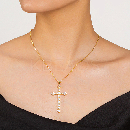 Clear Cubic Zirconia Stylish Cross Pendant Necklaces ZE5485-1