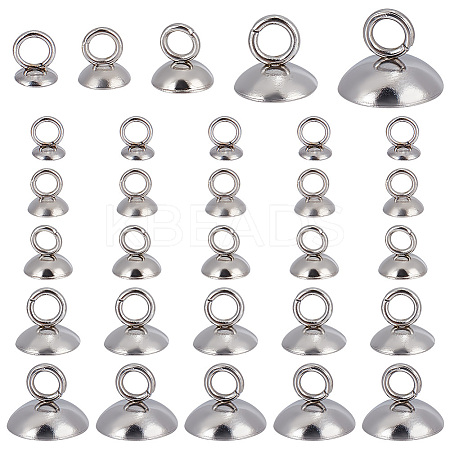 100Pcs 5 Styles 201 Stainless Steel Bead Cap Pendant Bails STAS-GO0001-11-1