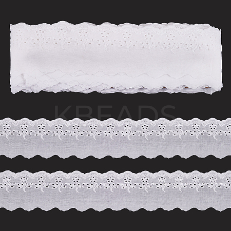 15 Yards Cotton Embroidery Hollow Flower Lace Trim OCOR-WH0003-047B-1