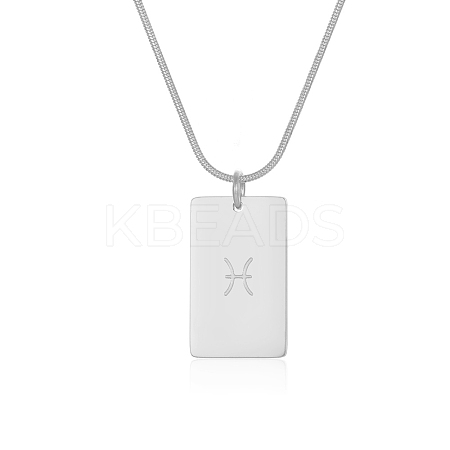 European Style 304 Stainless Steel Zodiac Pendant Necklaces for Women NF9603-12-1