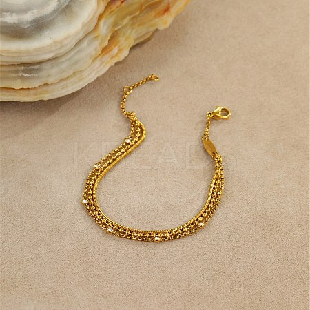 304 Stainless Steel Micro Pave Cubic Zirconia Multi-strand Bracelets BJEW-C137-02G-1