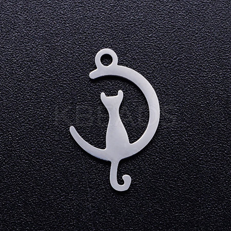 Non-Tarnish 201 Stainless Steel Kitten Pendants STAS-Q201-JN272-1-1