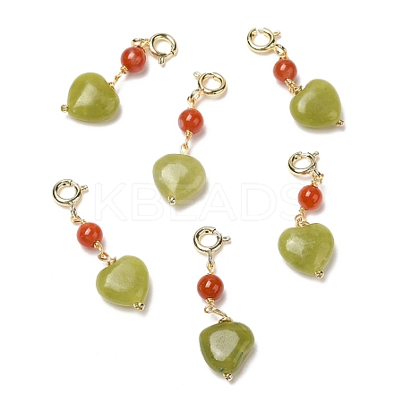 Natural Agate Heart Pendant Decorations AJEW-P108-11G-1