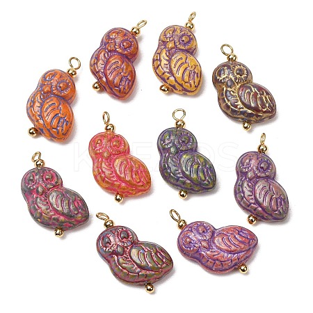 Baking Paint & Golden Metal Enlaced Glass Pendants GL-CBA010C-02G-1