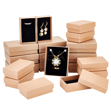   20Pcs 2 Styles Kraft Cotton Filled Cardboard Paper Jewelry Set Boxes CBOX-PH0002-21-1