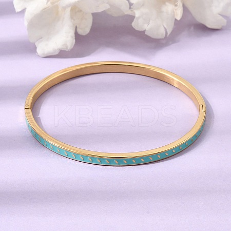 304 Stainless Steel Enamel Hinged Cuff Bangles for Women SA-CBAC920-15G-01H-1