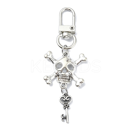 Halloween Skull & Key Alloy Pendant Decorations HJEW-JM02219-1