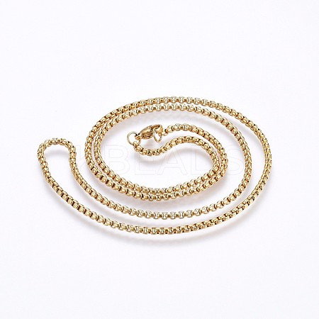 304 Stainless Steel Box Chain Necklaces NJEW-O102-19G-1