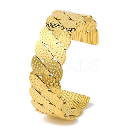 Ion Plating(IP) 304 Stainless Steel Cuff Bangles for Women BJEW-B104-11G-1