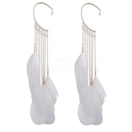 Bohemian Style Alloy Chain with Feather Tassel Cuff Earrings FS-WGB03F7-01-1