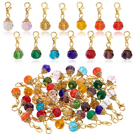 56Pcs 4 Color Glass Pendant Decorations HJEW-GA00044-1