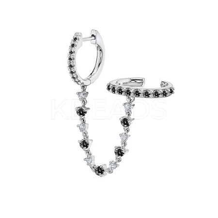 Brass Cubic Zirconia Hoop Earrings FS-WGC777E-09-1