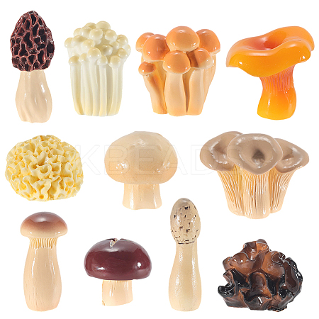 22Pcs 11 Styles Resin Vase Miniature Mushroom Ornaments RESI-CN0001-01-1