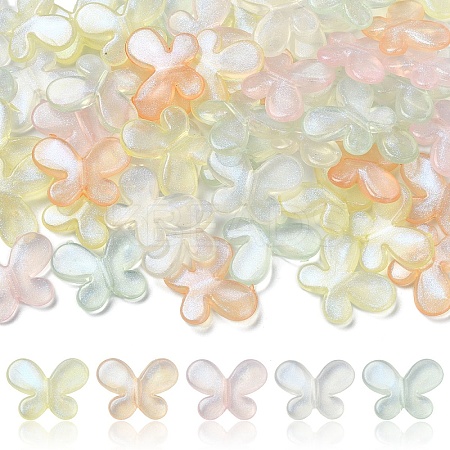 100Pcs 5 Colors Transparent Resin Beads RESI-YW0004-46-1