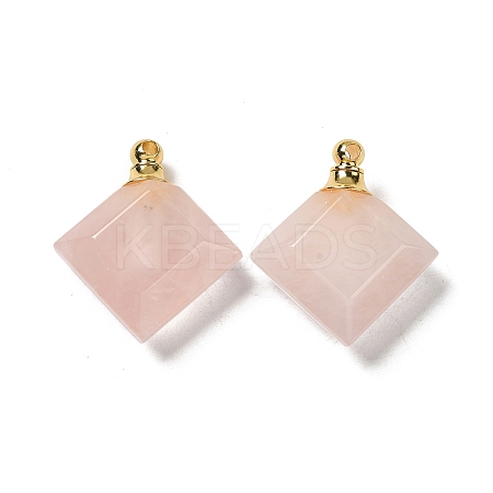 Natural Rose Quartz Perfume Bottle Pendants G-Z039-05G-04-1