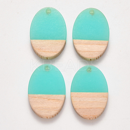 Transparent Resin & Wood Pendants RESI-S384-007A-C01-1