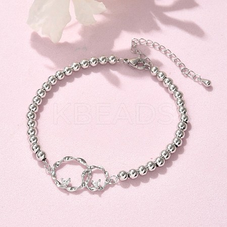 Brass Round Beads Bracelets BJEW-H627-01P-1