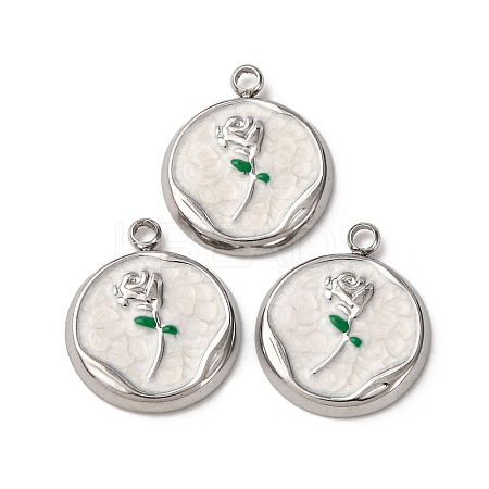 304 Stainless Steel Enamel Pendants STAS-P406-18P-01-1