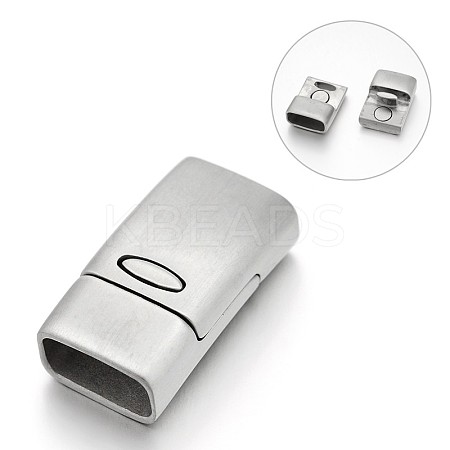 Tarnish Resistant Matte 304 Stainless Steel Rectangle Magnetic Clasps with Glue-in Ends STAS-E089-64P-1