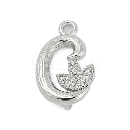 Brass Crystal Rhinestone Letter Links Connector Charms KK-S395-06P-G-1